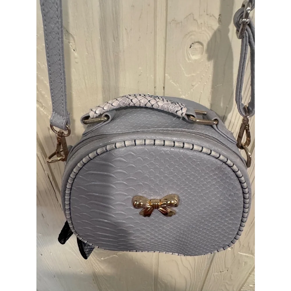 Yating Circular Grayish Purple Crossbody with Bow Accent